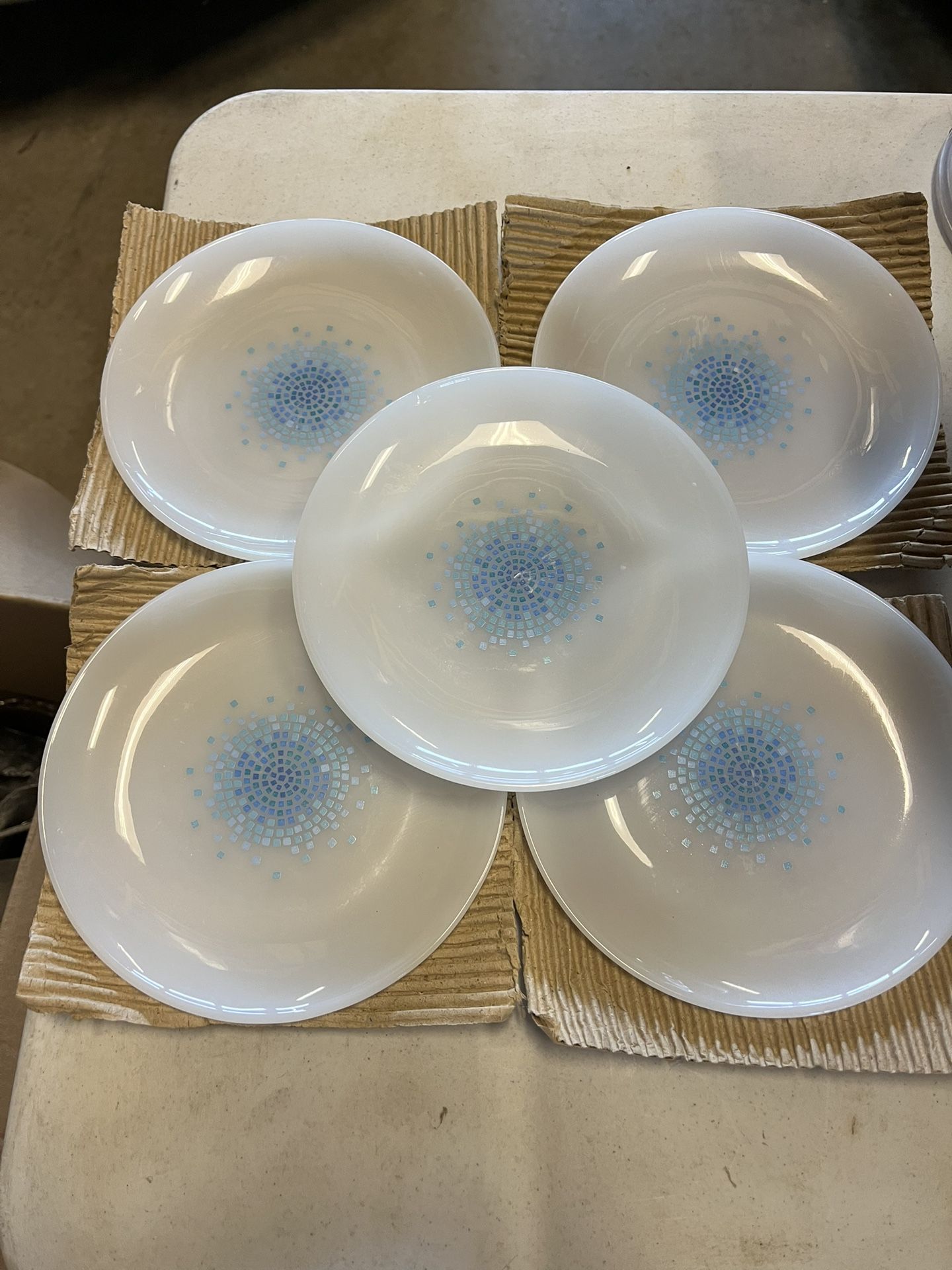 Fire King Blue Mosaic Plates