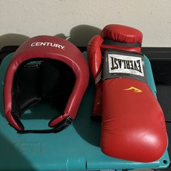 Boxing Gloves And Head Guard