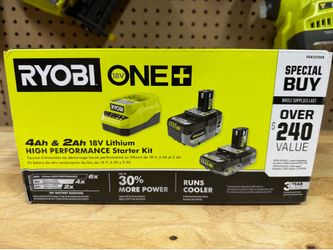 RYOBI 4ah and 2ah batteries with charger