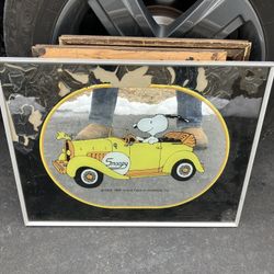 Antique vintage Snoopy peanuts hot rod mirror