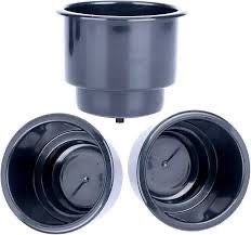 (Set of 3) Black Recessed Plastic Cup Drink Can Holder with Drain for Boat Car Marine Rv