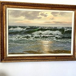 Vintage XL “Hans Durr” Original Seascape Oil Painting Framed