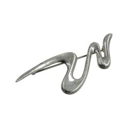 1980s Modernist Abstract Snake Brooch Pin, 925 Sterling, Reptile Viper Serpent Rattlesnake Design, Symbolical Jewelry Accessory, Vintage 