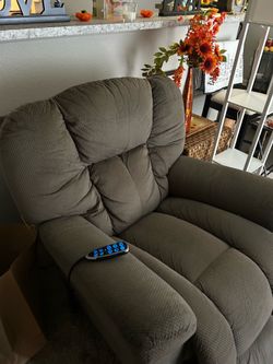 recliner with attached remote gray color