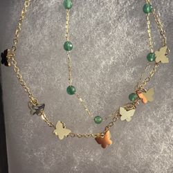 New 18k Plated gold Butterfly Necklace 