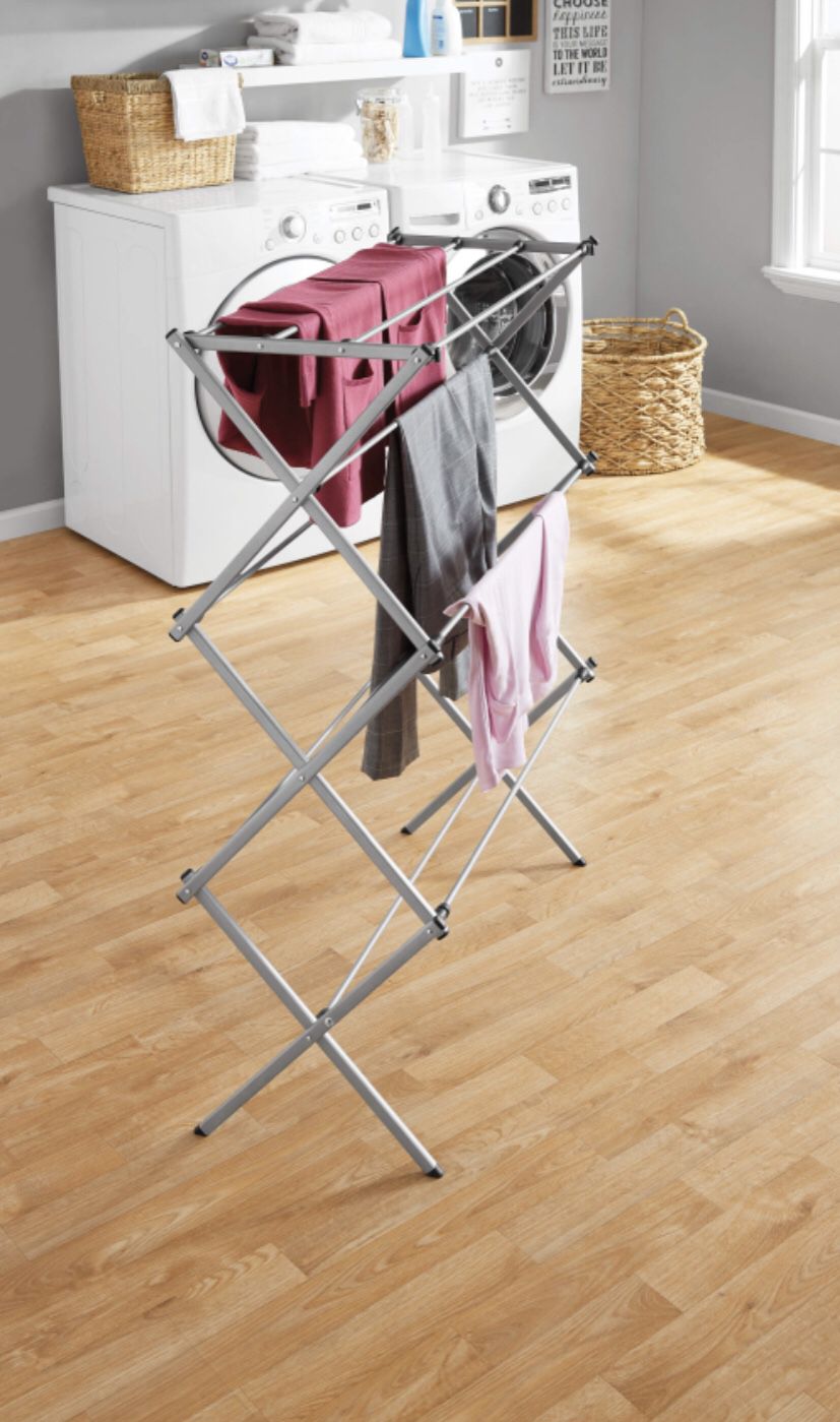Mainstays Oversized Collapsible Steel Laundry Drying Rack, Silver - Rejilla para secado de ropa de acero plegable de gran tamaño