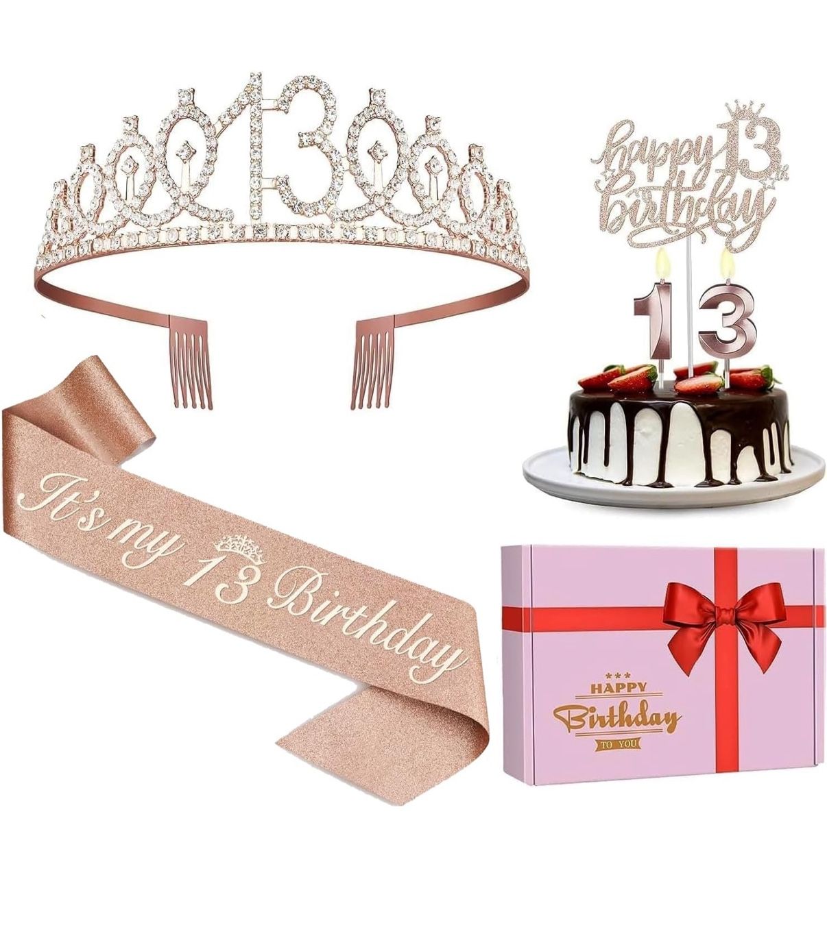 13th Birthday , Including Sash, Crown/Tiara, Cake Topper
