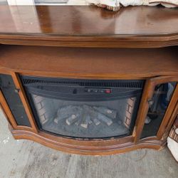 Electric Fireplace And 3 Glass Coffee Tables