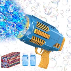 Bubble Machine Automatic Bubble Gun with Bubble Refill Solution, Bubbles Kids Toys for Girls Boys 3 4 5 6 7 8 9 10 11 12 Years Old, Summer Fun Outdoor