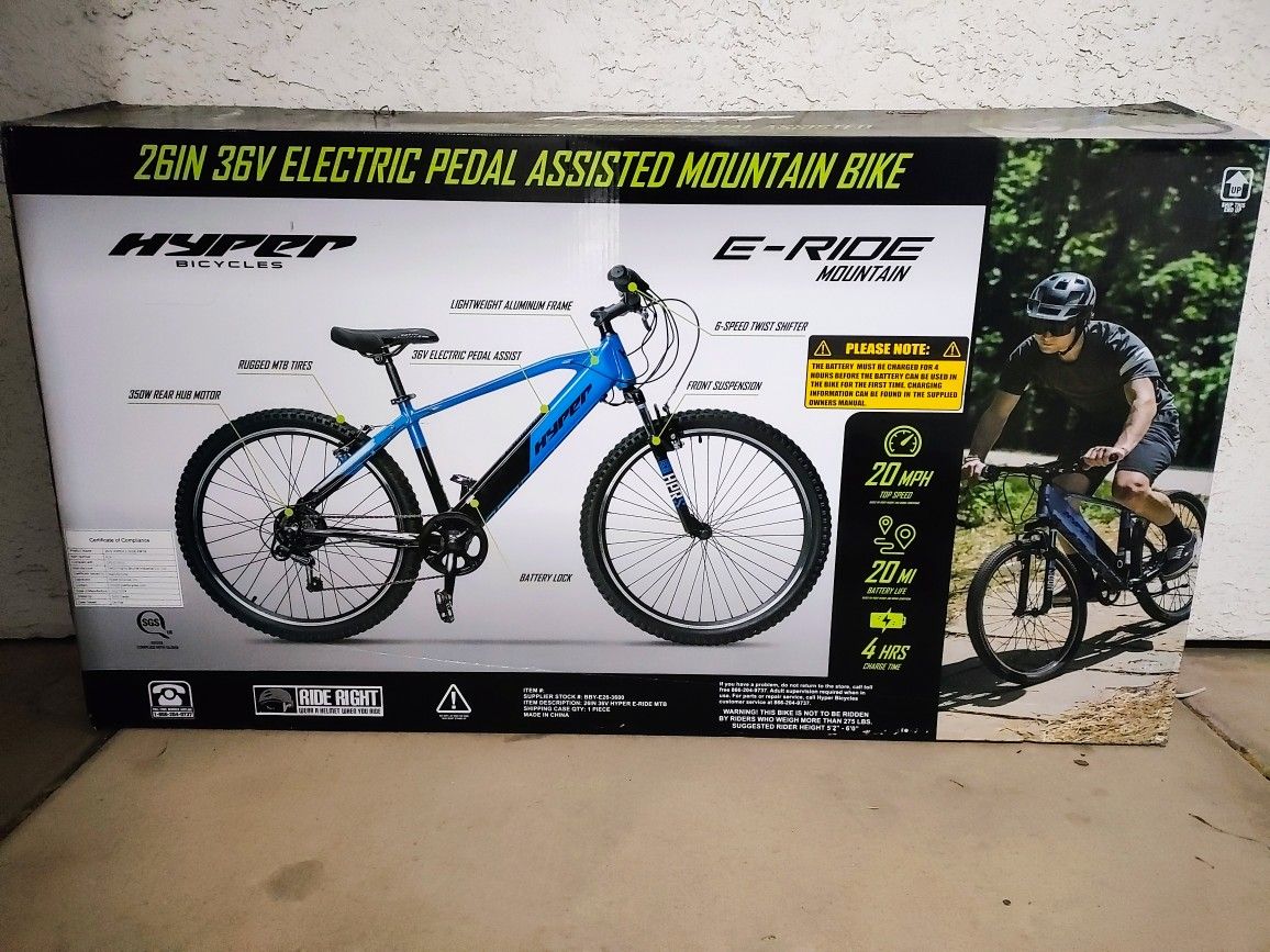 Hyper 26 Inch Pedal Assist.. Electric..E Ride Mountain Bike..Brand New