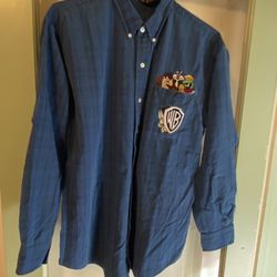 Vintage Looney Tunes Toons Mens MediumButton Down Shirt WB Bros Studio Store