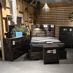 Queen Bed Frame, Dresser, Mirror And Nightstand 