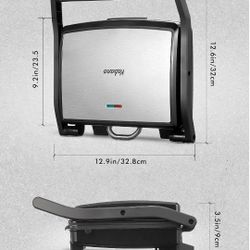 Yabano Panini Press Grill, Gourmet Sandwich Maker, Electric Indoor Grill with Non-Stick Cooking Plate and Removable Drip Tray, Easy to Clean, Stainles
