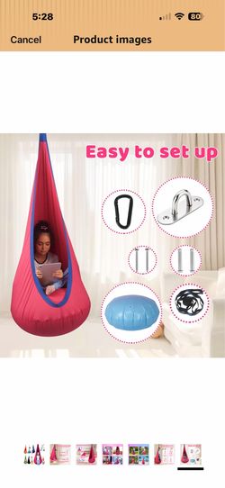 HiCamer Sensory Swing for Kids indoor and outdoor Pod hammock Chair Seat Upgrade Max 300 lbs Hanging Swing with Inflatable Cushion Includes Hardware H