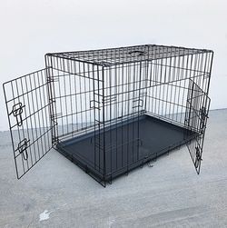 (NEW) $50 Folding 36” Dog Cage 2-Door Pet Crate Kennel w/ Tray 36”x23”x25”