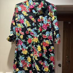 Polo Ralph Lauren Button Up Floral Shirt Dress Medium M  Cotton 3/4 Sleeve