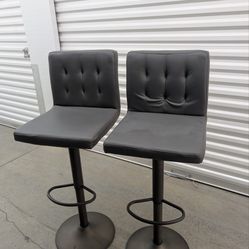 Modern Charcoal Swivel Barstools (Set of 2)