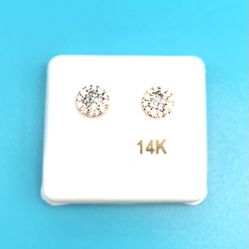 14K Rose Gold Diamond Screw Backs