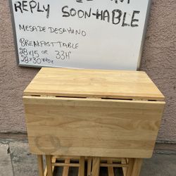 Breakfast Table With 2 Stools Wood
