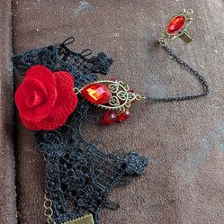 Red and black rose bracelet