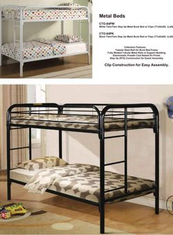 New Metal Twin/ Twin Bunk bed $239.00 // with mattress $ 439.00