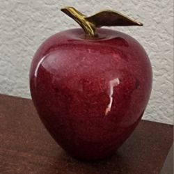 Apple Paperweight With Gold Stem 