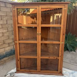 Corner Cabinet with  Wood Glass Doors 