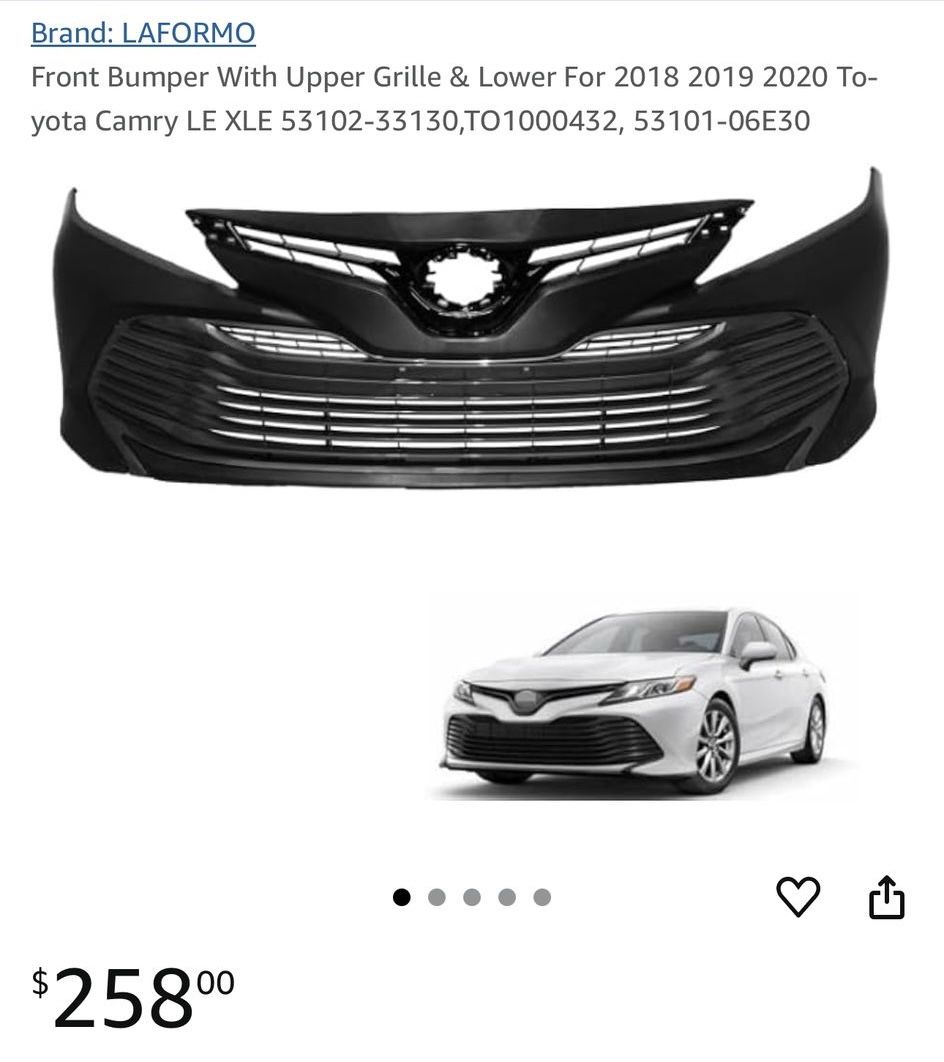 2018-2020 Toyota Camry Front Bumper