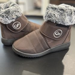 Aomigoct Women Winter Snow Boots: Fur Lined Warm Slip On Boots for Women Waterproof Booties Comfortable Outdoor