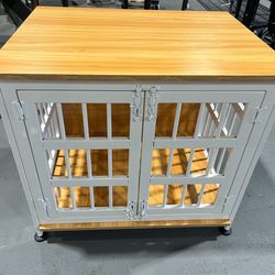 27"Heavy Duty Dog Crate Furniture with Name Tag, Dog Kennel Indoor for Small Dogs, (Door Damage)