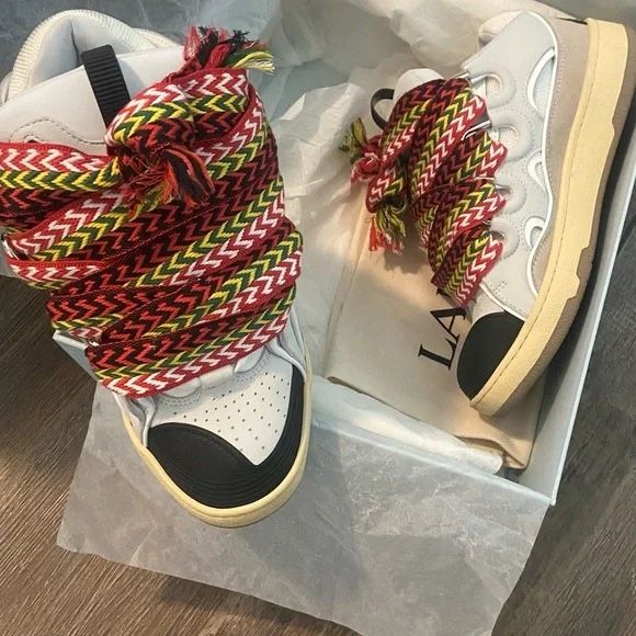 White Red Laces Lanvin Curb Sneakers