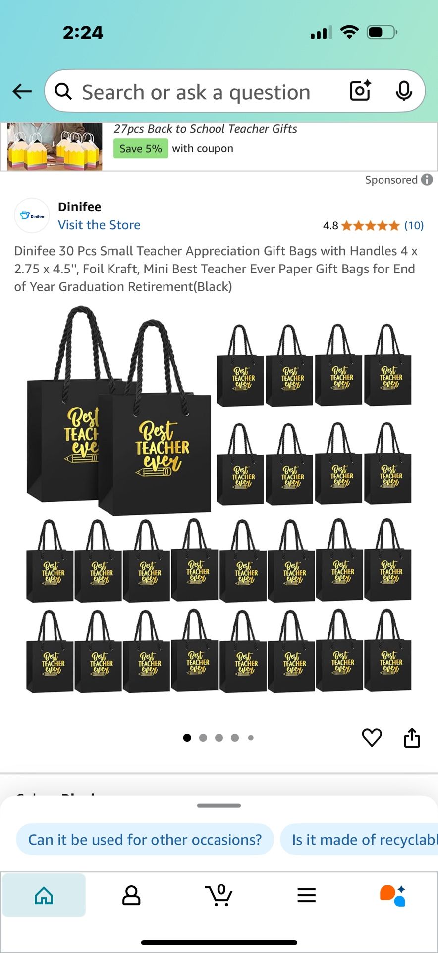 Gift Bags Best Teacher Ever