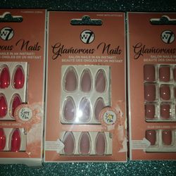 3 Sets Of New Artificial Nails With Glue