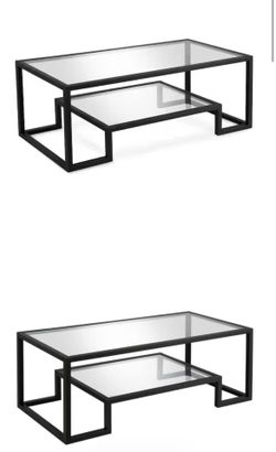 Modern Glass Coffee Table with Black Metal Frame