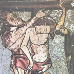 JESUS CHRIST DESCENT FROM THE CROSS Original Vintage Poster Norway Antique Fine Art Print Stave Churches Collectible 1950’s Italy Printed