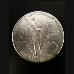 1982 Mexico  1 oz  .999  Fine Silver 