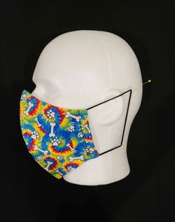Tie Dye Doggy Paws and Bones Face Cover Mask Adults Kids