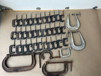HUGE Lot of 35+ C-Clamps – Husky + Large Heavy Duty Clamps