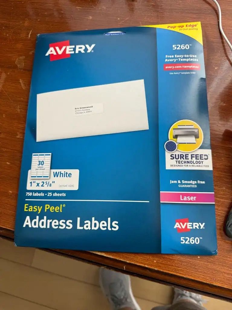 New Package Avery 5260 Labels