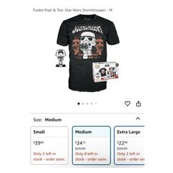 Brand new Funko Pop! & Tee: Star Wars Stormtrooper - M  Whitestone /Flushing, Queens or Downtown Manhattan pickup Cash only