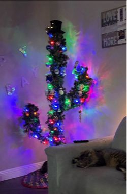 Prelit cactus Christmas tree
