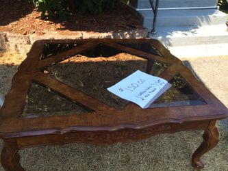 Wooden glass coffee table