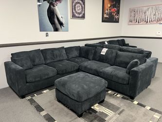 Black Sofa Sectional w/ Ottoman