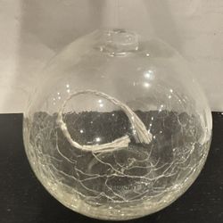 CLEAR GLASS ACT CRACKED GLASS STUDIO CANDLE FOR LAMP OIL WITH LAMP OIL