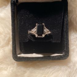 Vintage Avon Sterling Silver Onyx Ring,size 7