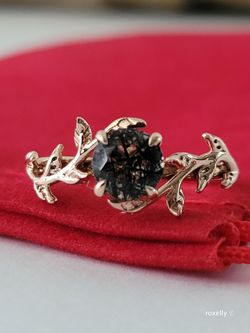 ⛔️RESERVED⛔️14K Rose Gold Black Rutilated Quartz Ring Size 6.25 Solid Gold/ Anillo de Oro Rosado con 1 Cuarzo Negro Rutilado! 👌🎁Post Tags: Anillo de