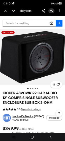 Kicker 12" CompR Single Subwoofer Enclosure 2-Ohm