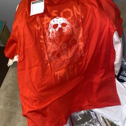 Friday The 13th Blood Splatter Jason Mask Crew Neck Short Sleeve Men's T-shirt-XXL