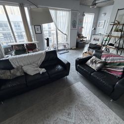 Black Italian Leather Sectional 