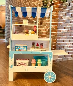 Kids Wooden Ice Cream Cart Play Set